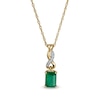 Thumbnail Image 0 of Emerald-Cut Emerald and Diamond Accent Twist Drop Pendant in 14K Gold
