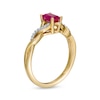 Thumbnail Image 2 of Emerald-Cut Ruby and 0.05 CT. T.W. Diamond Twist Shank Ring in 14K Gold