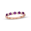 Thumbnail Image 0 of Amethyst and 0.05 CT. T.W. Diamond Alternating Five Stone Stackable Ring in 14K Rose Gold