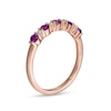 Thumbnail Image 2 of Amethyst and 0.05 CT. T.W. Diamond Alternating Five Stone Stackable Ring in 14K Rose Gold