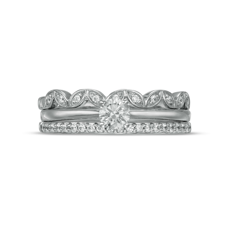 0.37 CT. T.W. Diamond Alternating Leaf Three Piece Bridal Set in 10K Gold (J/I3)|Peoples Jewellers