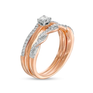 0.45 CT. T.W. Diamond Twist Three Piece Bridal Set in 10K Rose Gold (J/I3)