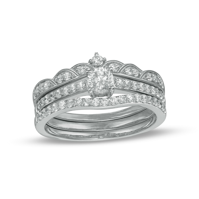 0.58 CT. T.W. Diamond Contour Tiara Three Piece Bridal Set in 10K Gold (J/I3)|Peoples Jewellers