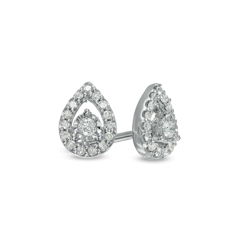 0.145 CT. T.W. Diamond Pear-Shaped Frame Stud Earrings in 10K White Gold (J/I3)|Peoples Jewellers