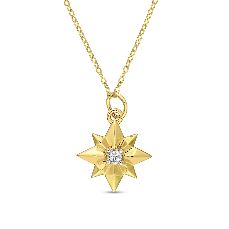Diamond Accent North Star Pendant in Sterling Silver with Yellow Rhodium|Peoples Jewellers