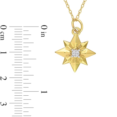 Diamond Accent North Star Pendant in Sterling Silver with Yellow Rhodium