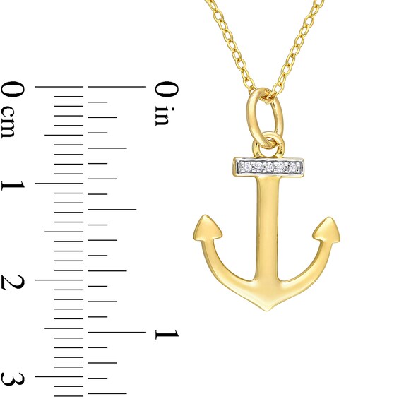 Diamond Accent Anchor Pendant in Sterling Silver with Yellow Rhodium