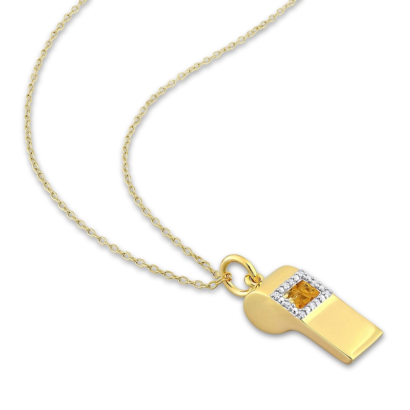 0.05 CT. T.W. Diamond Whistle Pendant in Sterling Silver with Yellow Rhodium|Peoples Jewellers