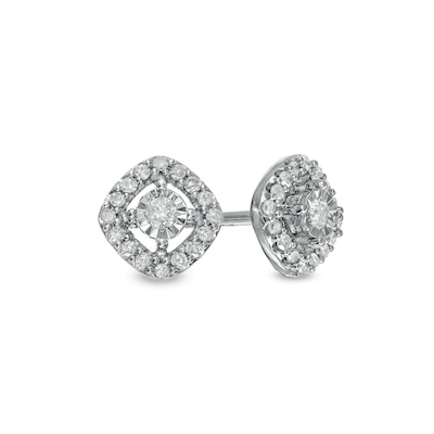 0.145 CT. T.W. Diamond Cushion-Shaped Frame Stud Earrings in 10K White Gold (J/I3)