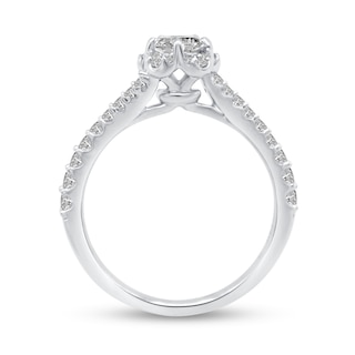 0.66 CT. T.W. Diamond Flower Frame Bypass Engagement Ring in 14K White Gold