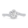 0.66 CT. T.W. Diamond Flower Frame Bypass Engagement Ring in 14K White Gold