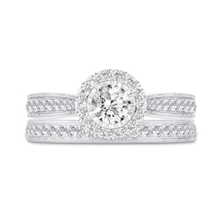 0.89 CT. T.W. Diamond Frame Bridal Set in 14K White Gold