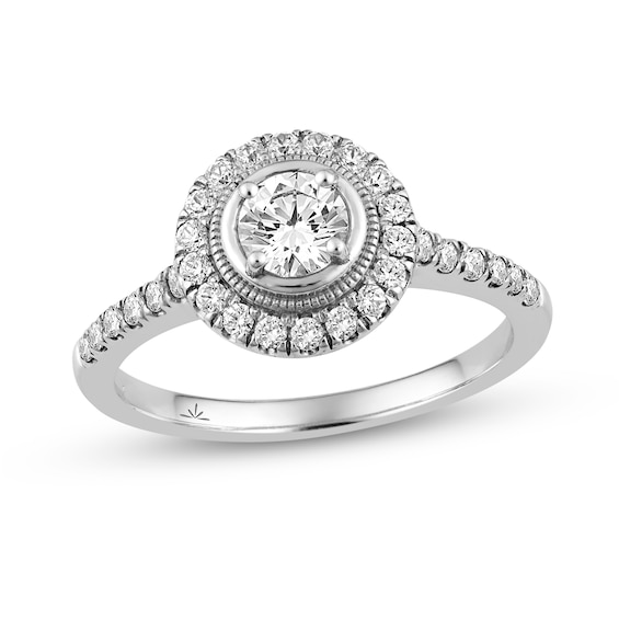 0.74 CT. T.W. Diamond Frame Engagement Ring in 14K White Gold