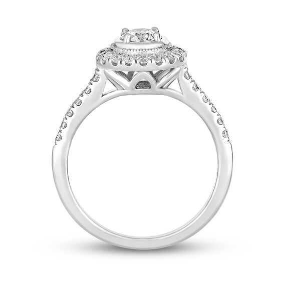 0.74 CT. T.W. Diamond Frame Engagement Ring in 14K White Gold