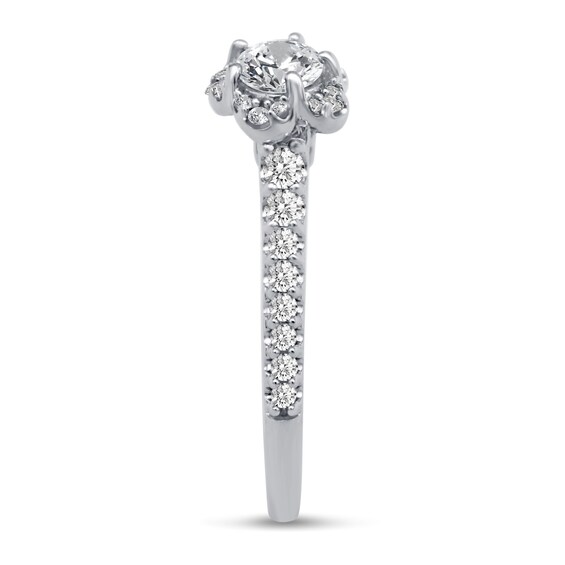 0.66 CT. T.W. Diamond Flower Frame Engagement Ring in 14K White Gold