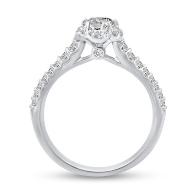 0.66 CT. T.W. Diamond Flower Frame Engagement Ring in 14K White Gold