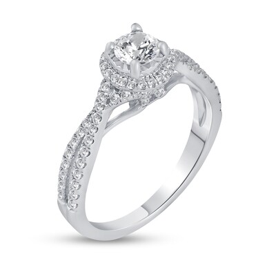 0.66 CT. T.W. Diamond Frame Split Shank Engagement Ring in 14K White Gold