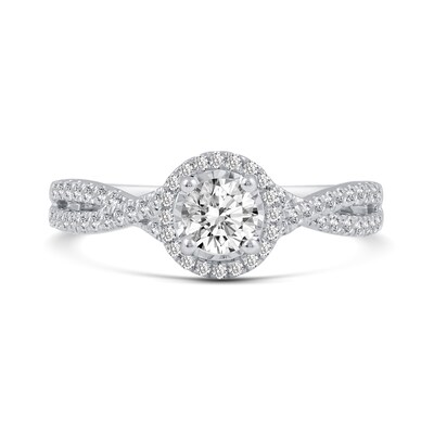 0.66 CT. T.W. Diamond Frame Split Shank Engagement Ring in 14K White Gold