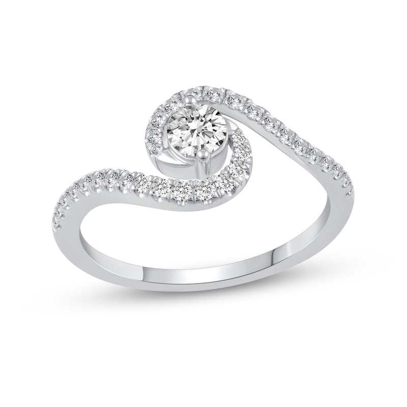 0.46 CT. T.W. Diamond Bypass Engagement Ring in 14K White Gold|Peoples Jewellers