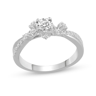 0.46 CT. T.W. Diamond Crossover Shank Engagement Ring in 14K White Gold