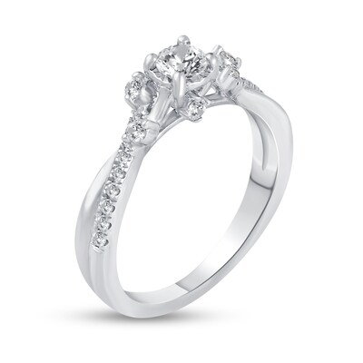 0.46 CT. T.W. Diamond Crossover Shank Engagement Ring in 14K White Gold