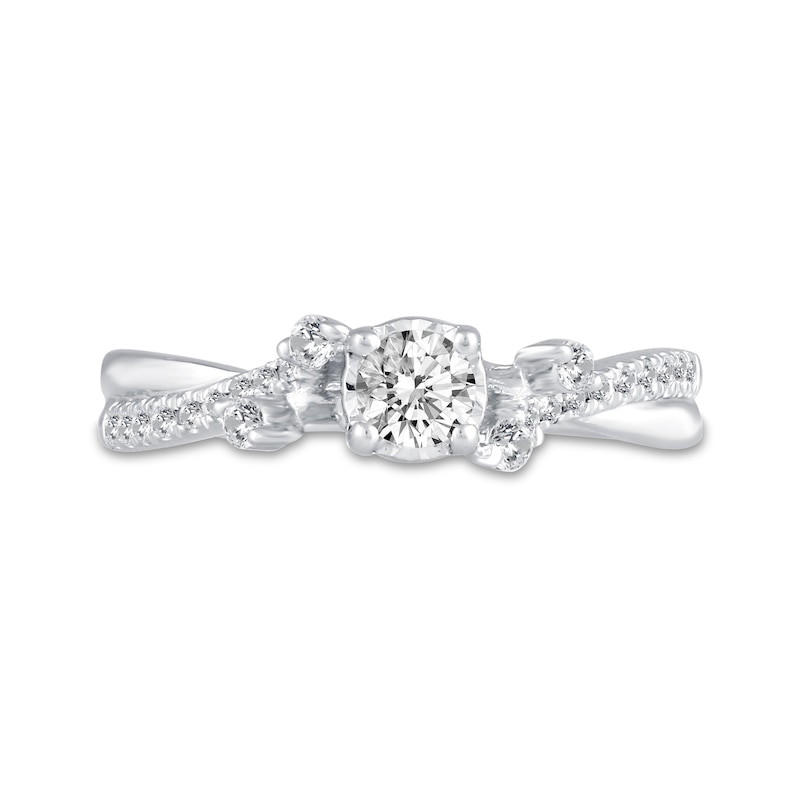 0.46 CT. T.W. Diamond Crossover Shank Engagement Ring in 14K White Gold