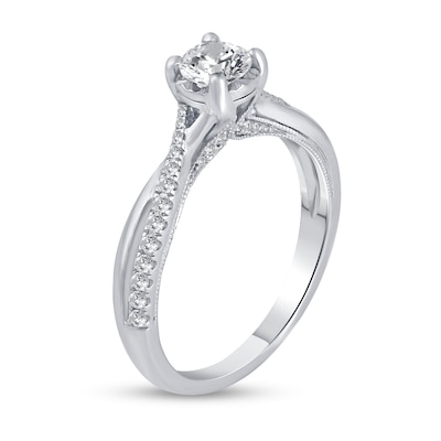 0.55 CT. T.W. Diamond Twist Shank Engagement Ring in 14K White Gold