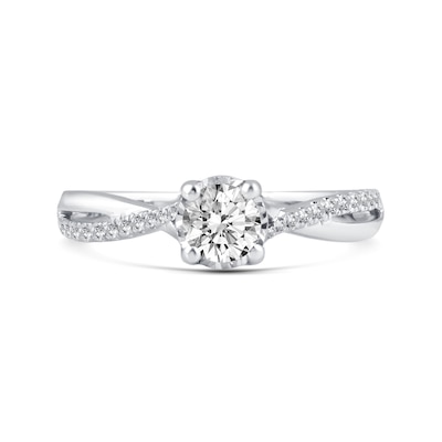 0.55 CT. T.W. Diamond Twist Shank Engagement Ring in 14K White Gold