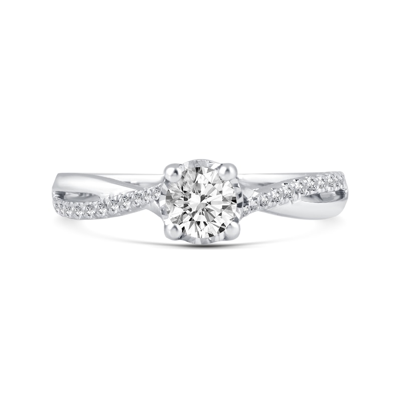 0.55 CT. T.W. Diamond Twist Shank Engagement Ring in 14K White Gold|Peoples Jewellers