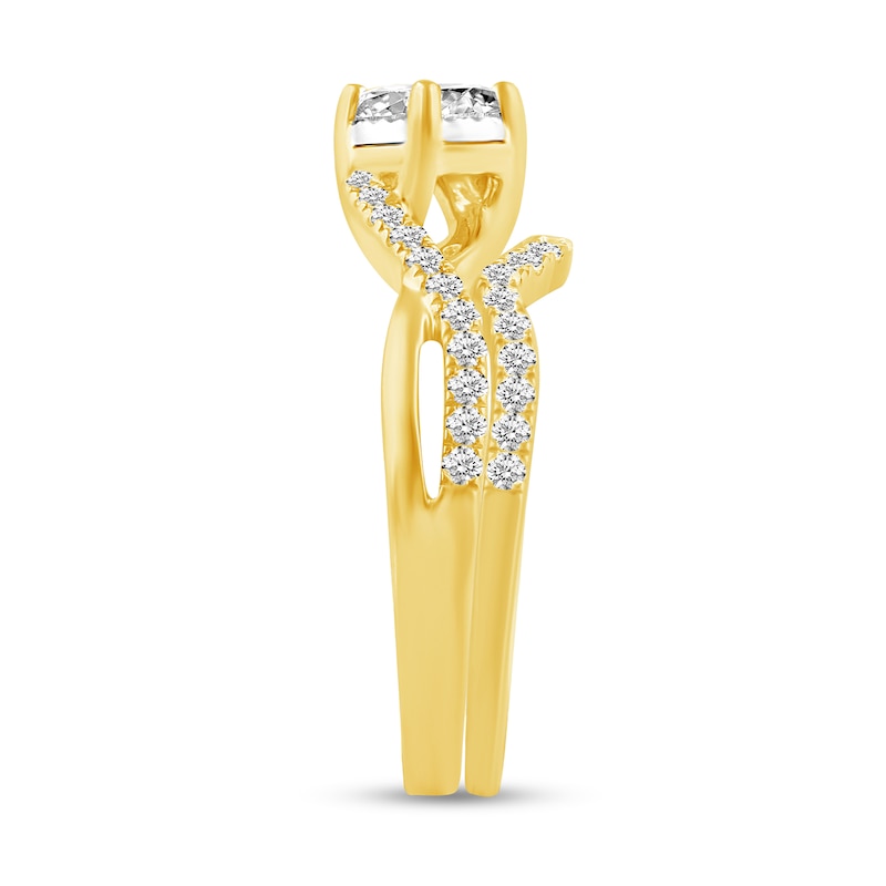 0.78 CT. T.W. Diamond Twist Shank Bypass Bridal Set in 14K Gold|Peoples Jewellers
