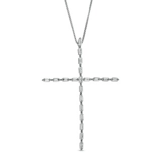 Marilyn Monroe™ Collection 0.50 CT. T.W. Baguette Diamond Cross Pendant in 10K White Gold