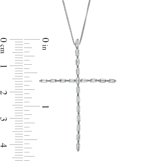 Marilyn Monroe™ Collection 0.50 CT. T.W. Baguette Diamond Cross Pendant in 10K White Gold