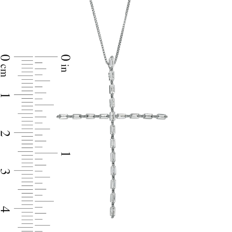 Marilyn Monroe™ Collection 0.50 CT. T.W. Baguette Diamond Cross Pendant in 10K White Gold|Peoples Jewellers