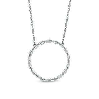 Marilyn Monroe™ Collection 0.50 CT. T.W. Baguette Diamond Circle Necklace in 10K White Gold