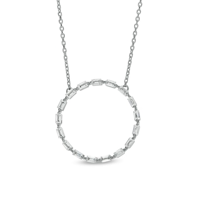 Marilyn Monroe™ Collection 0.50 CT. T.W. Baguette Diamond Circle Necklace in 10K White Gold