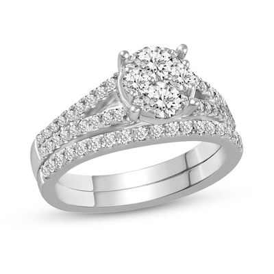 0.95 CT. T.W. Composite Diamond Split Shank Bridal Set in 14K White Gold