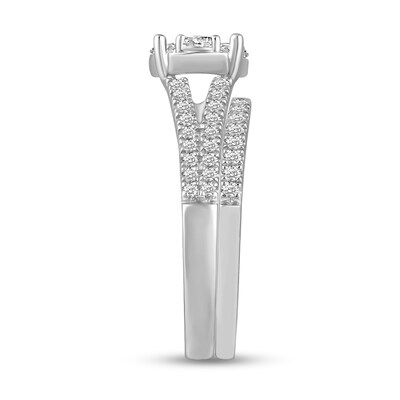 0.95 CT. T.W. Composite Diamond Split Shank Bridal Set in 14K White Gold