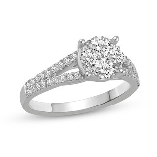 0.95 CT. T.W. Composite Diamond Split Shank Bridal Set in 14K White Gold