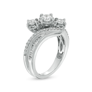 1.00 CT. T.W. Diamond Bypass Past Present Future® Engagement Ring in 14K White Gold (I/I2)