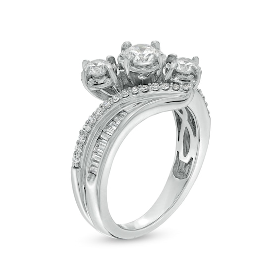 1.00 CT. T.W. Diamond Bypass Past Present Future® Engagement Ring in 14K White Gold (I/I2)