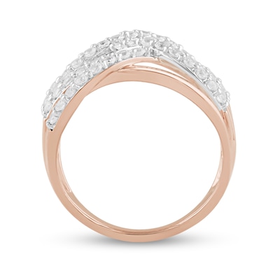 1.00 CT. T.W. Diamond Multi-Row Crossover Ring in 10K Rose Gold