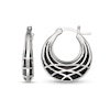 Thumbnail Image 0 of Black Onyx with Diamond-Cut Abstract Lattice Cage Graduated Huggie Hoop Earrings in Sterling Silver