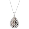 Pear-Shaped Black Mother-of-Pearl Bead Frame with Diamond-Cut Geometric Lattice Overlay Drop Pendant in Sterling Silver