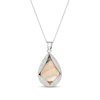 Pear-Shaped Black Mother-of-Pearl with Diamond-Cut Beaded Pendulum Cut-Out Overlay Drop Pendant in Sterling Silver