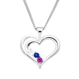 Gemstone Split Row Heart Pendant (1-5 Stones)