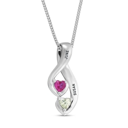 Heart-Shaped Gemstone Engravable Abstract Ribbon Pendant (1-3 Stones and Lines)