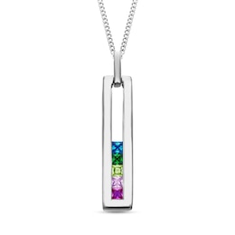 Gemstone Linear Bar Outline Pendant (1-8 Stones)