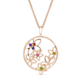 Mother's Gemstone Floral Circle Pendant (4-8 Stones)