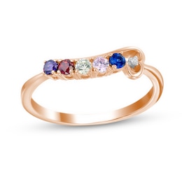 Gemstone and 0.05 CT. T.W. Diamond Contour Heart Ring (1-5 Stones)