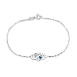 Gemstone Intertwined Infinity and Heart Bracelet (2 Stones) - 7.5 ...